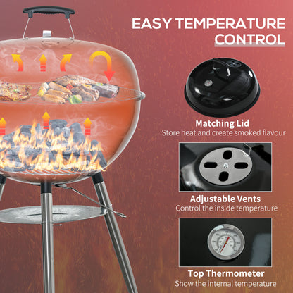 Portable Kettle Charcoal Grill - Black
