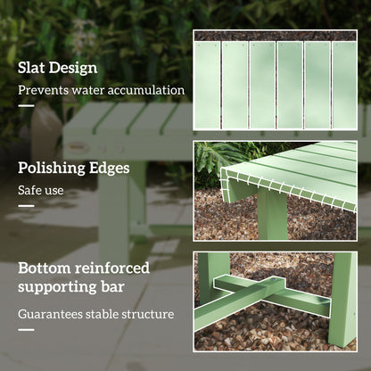 Wooden Garden Bench, Backless Outdoor Loveseat with Slatted Seat, Light Green