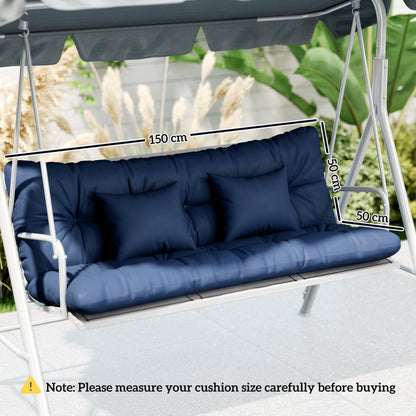 Outdoor Seat Cushions Back Cushion with 2 Pillows, Water Repellent Seat Pads for 3-Seater Chair, Dark Blue