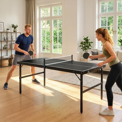 5ft Mini Table Tennis Table, Folding Ping Pong Table with Net and Aluminium Frame