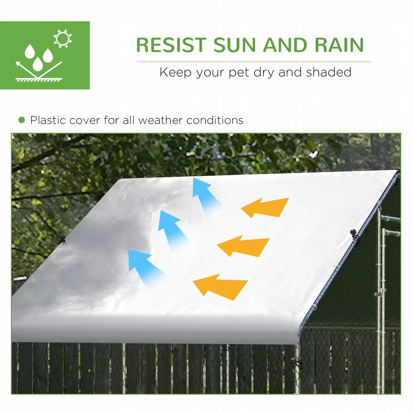 Large Chicken Coop, Galvanised Walk In Chicken Coop Hen House w/ Water-Resist Cover, Grey
