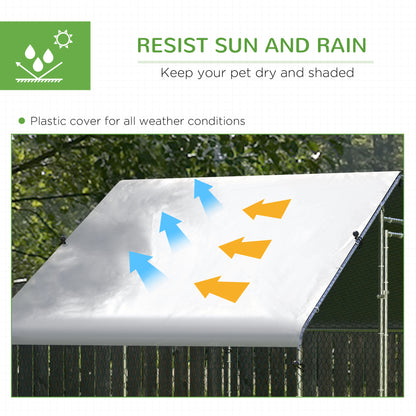 Large Chicken Coop, Galvanised Walk In Chicken Coop Hen House w/ Water-Resist Cover, Grey