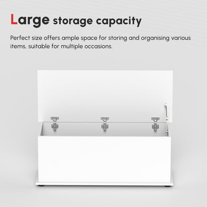 113L Storage Chest, Storage Box with Flip-Top Lid and 2 Safety Hinges, Storage Trunk for Living Room, Entryway