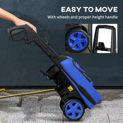 High Pressure Washer, 150 Bar Pressure, 510 L/h Flow, 1800W, High-Performance Portable Power Jet Wash Cleaner, Blue