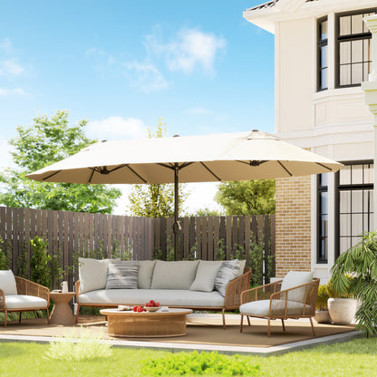 4.6m Double Garden Parasol - Beige