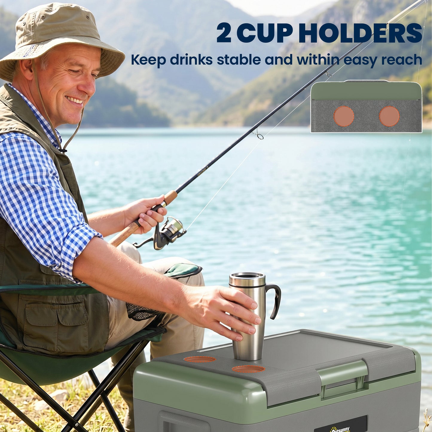 40L Portable Car Refrigerator - Light Green and Grey
