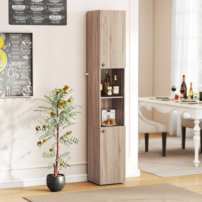 6-Tier Tall Bathroom Cabinet - Natural