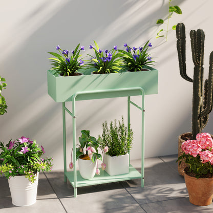 2 Tier Plant Stand, Metal Plant Rack Shelf with Drain Holes