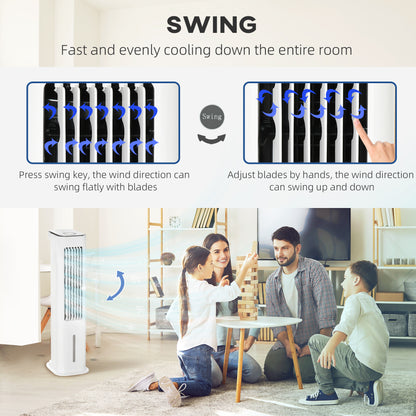 Evaporative Air Cooler, 5L Water Tank Oscillating Ice Cooling Fan with 3 Modes, 3 Speeds, Remote Control, Timer