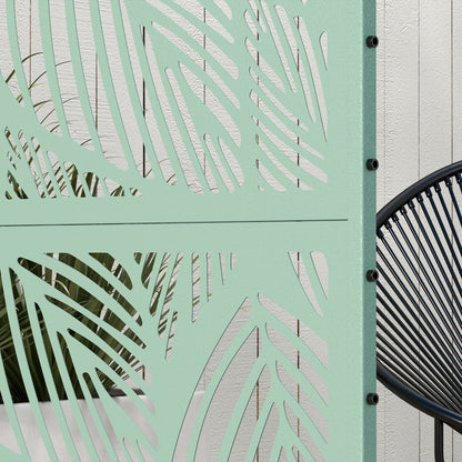 Metal Decorative Privacy Screen Outdoor Divider, Green Leaf