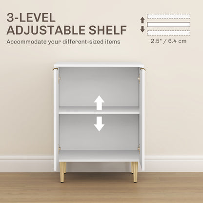 Sideboard Buffet Cabinet, Modern Kitchen Storage Cabinet with Adjustable Shelf and Metal Legs, White