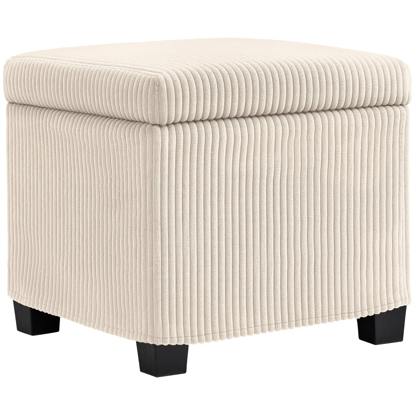 Storage Ottoman Bench, Corduroy Storage Chest Box with Wooden Legs, 40cm Bed End Bench for Living Room, Bedroom, Entryway