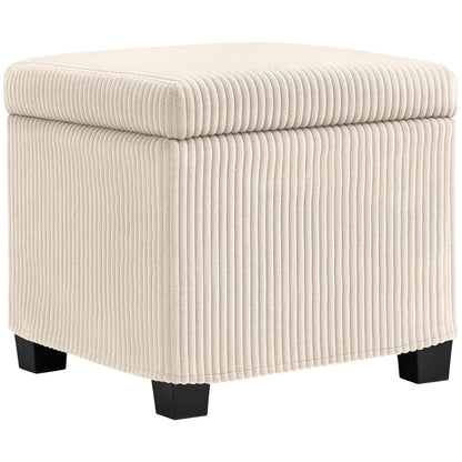 Storage Ottoman Bench, Corduroy Storage Chest Box with Wooden Legs, 40cm Bed End Bench for Living Room, Bedroom, Entryway
