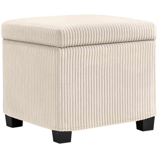 Storage Ottoman Bench, Corduroy Storage Chest Box with Wooden Legs, 40cm Bed End Bench for Living Room, Bedroom, Entryway