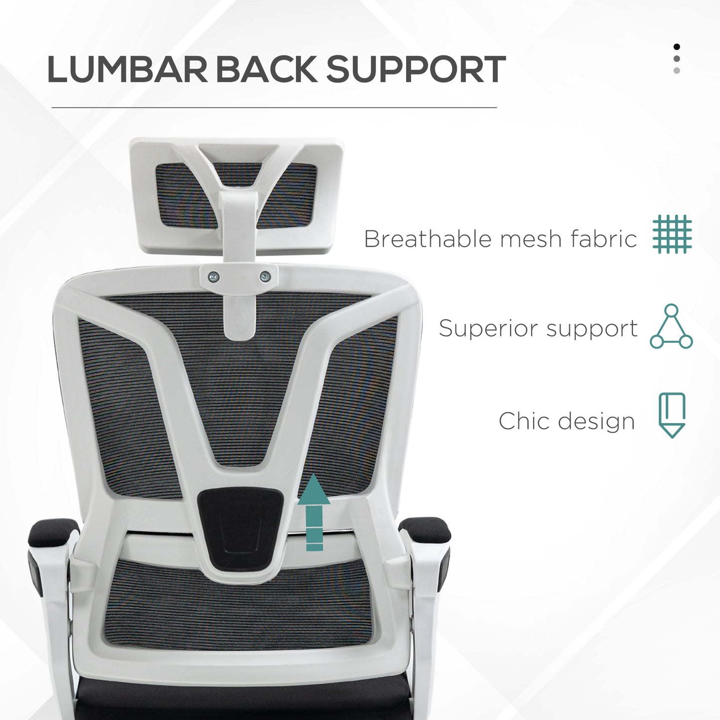 Ergonomic Office Chair, High Back Desk Chair, Reclining Mesh Computer Chair with Adjustable Headrest, Lumbar Support