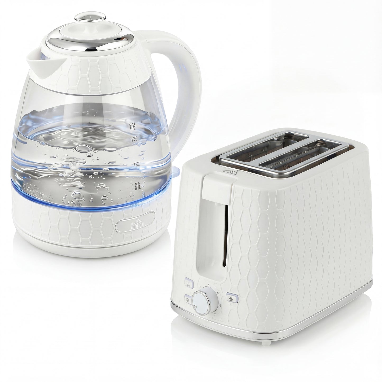 Kettle and Toaster Set, 1.7L 3000W Rapid Kettle with Limescale Filter, 2 Slice Toaster with 7 Browning Controls, Cream