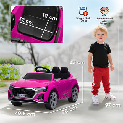Audi Q8 etron Sportback Licensed Ride on Car with Remote Control, Four-Wheel Suspension, Soft Start for Ages 3-4, Pink