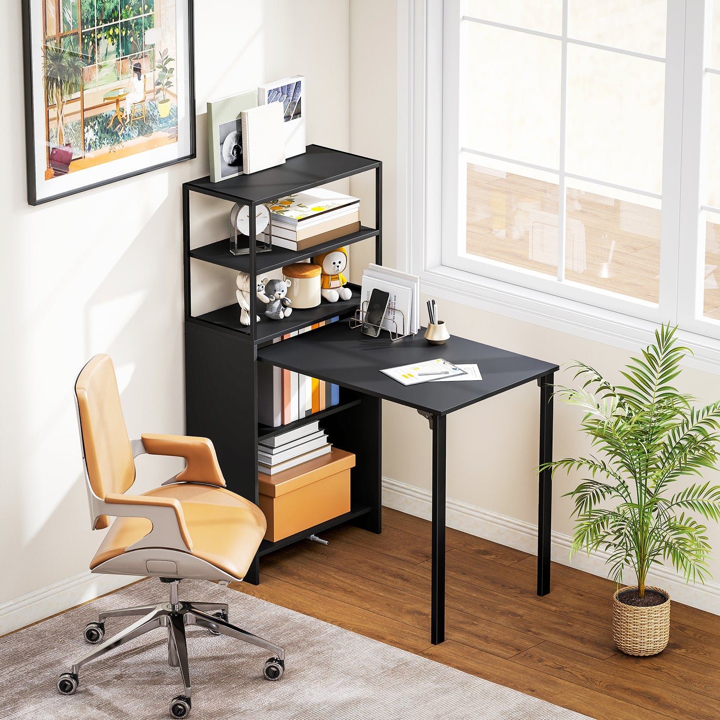 Folding Shelf and Work Table - Black