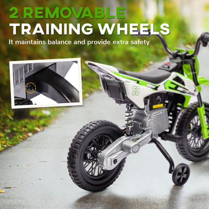 12V Kids Electric Motorbike, Kids Electric Ride on motorcycle w/ Twist Grip Throttle, Training Wheels, Green