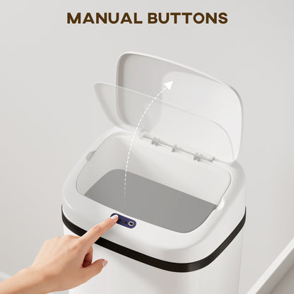 50L Stainless Steel Sensor Bin - White