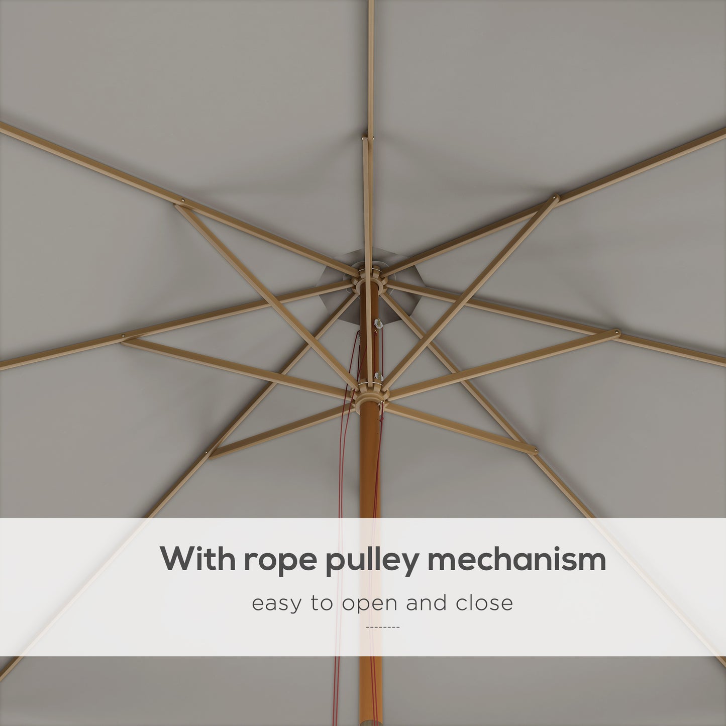 3.3m Elegant Wooden Parasol - Grey