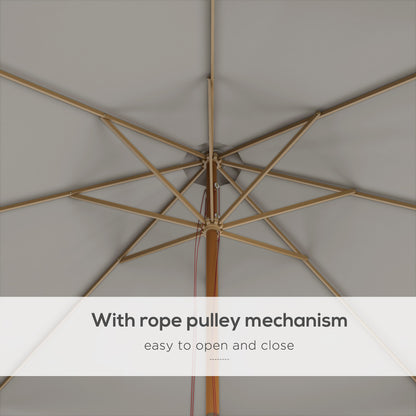 3.3m Elegant Wooden Parasol - Grey