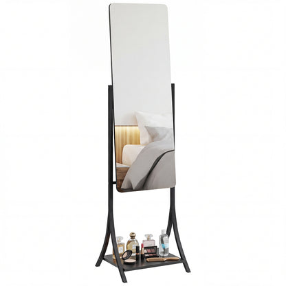 Free Standing Dressing Mirror, Full Length Mirror with Adjustable Angle, Storage Shelf for Living Room, Bedroom, Hallway