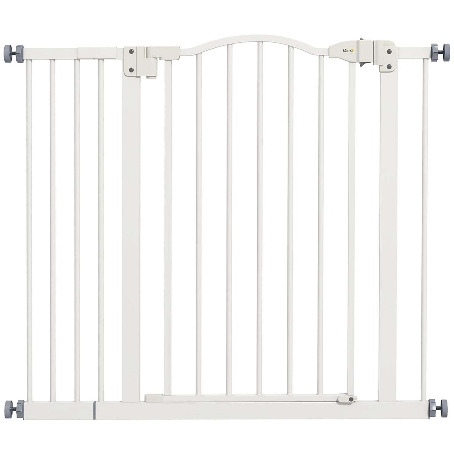 Metal 74-94cm Adjustable Pet Gate Safety Barrier w/ Auto-Close Door White