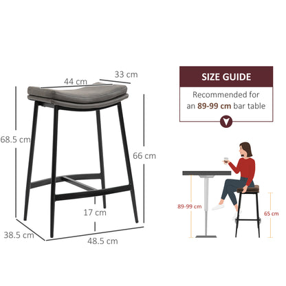 Breakfast Bar Stools Set of 2, Microfibre Upholstered Barstools