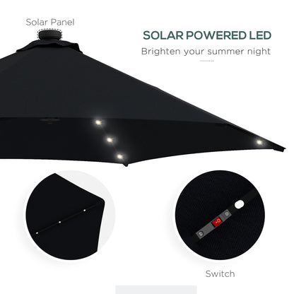 3(m) Solar LED Cantilever Parasol - Black
