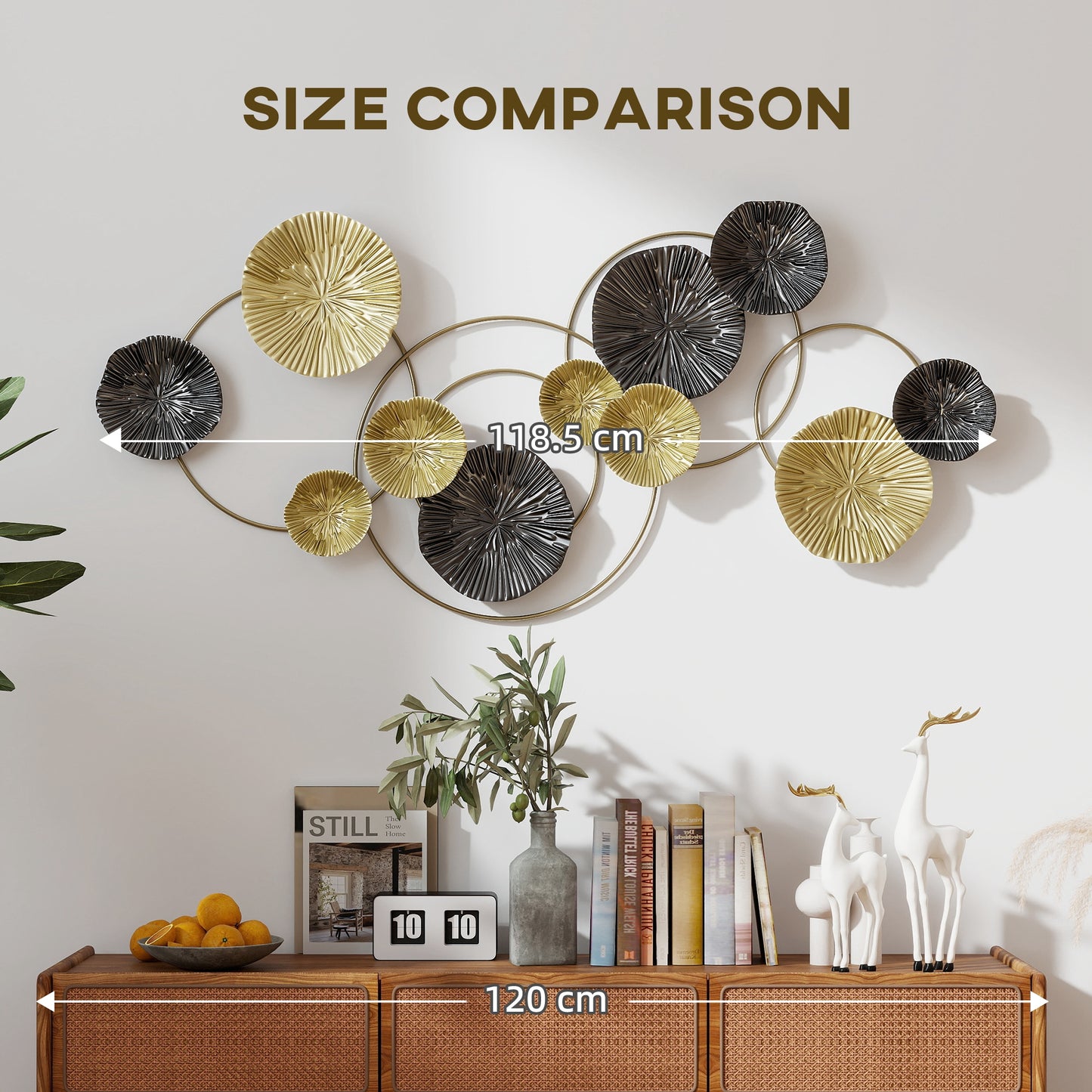 Metal Wall Art, Modern Hanging Wall Decor with Multi-Disc Design for Living Room