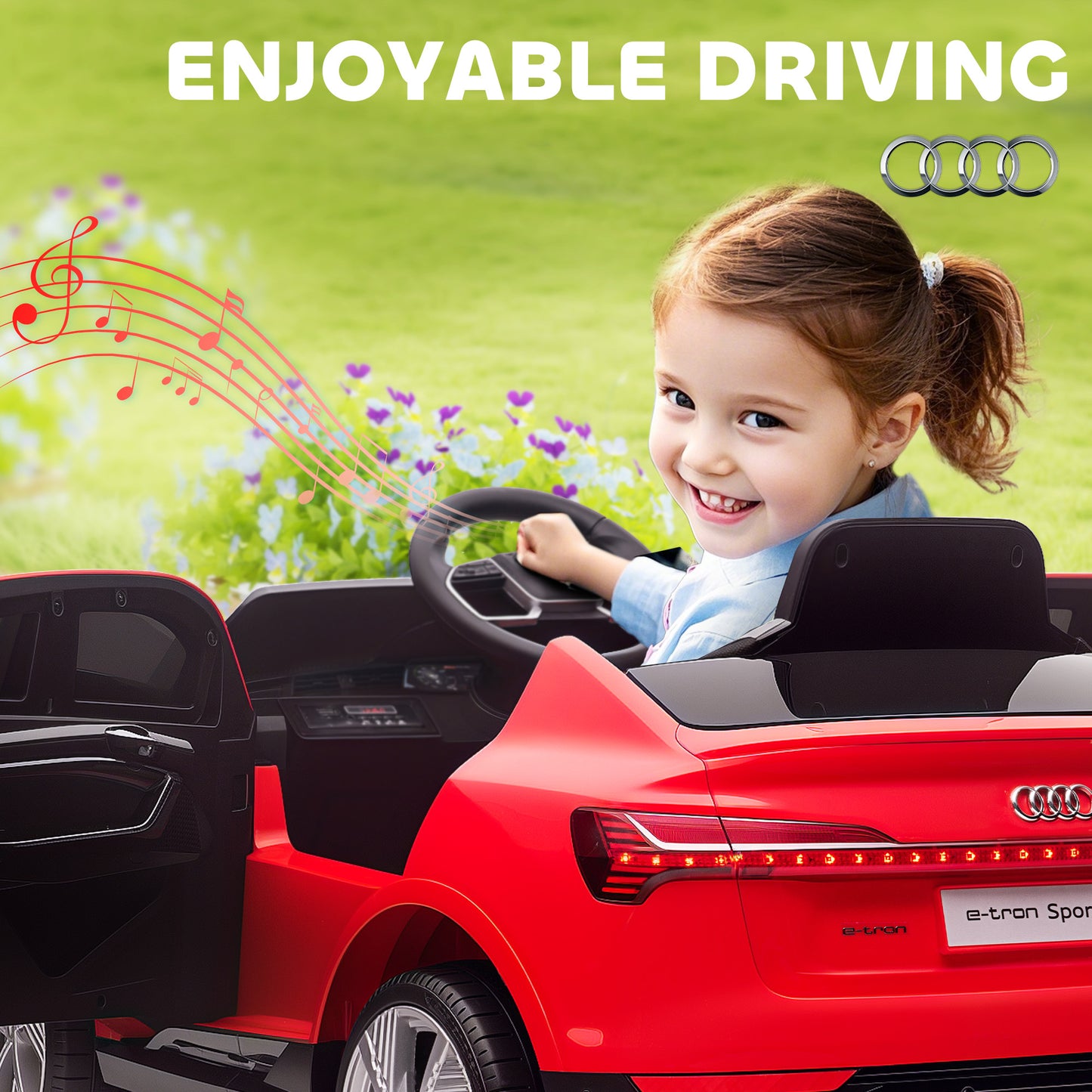 Audi E-tron Licensed 12V Kids Electric Ride on, Electric Car for Kids, with Parental Remote, Music Lights MP3