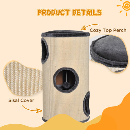 70cm Height Cat Post Tree Scratching Barrel Sisal Activity Center Condo Kitten Bed Scratcher Climbing Climber Play House for