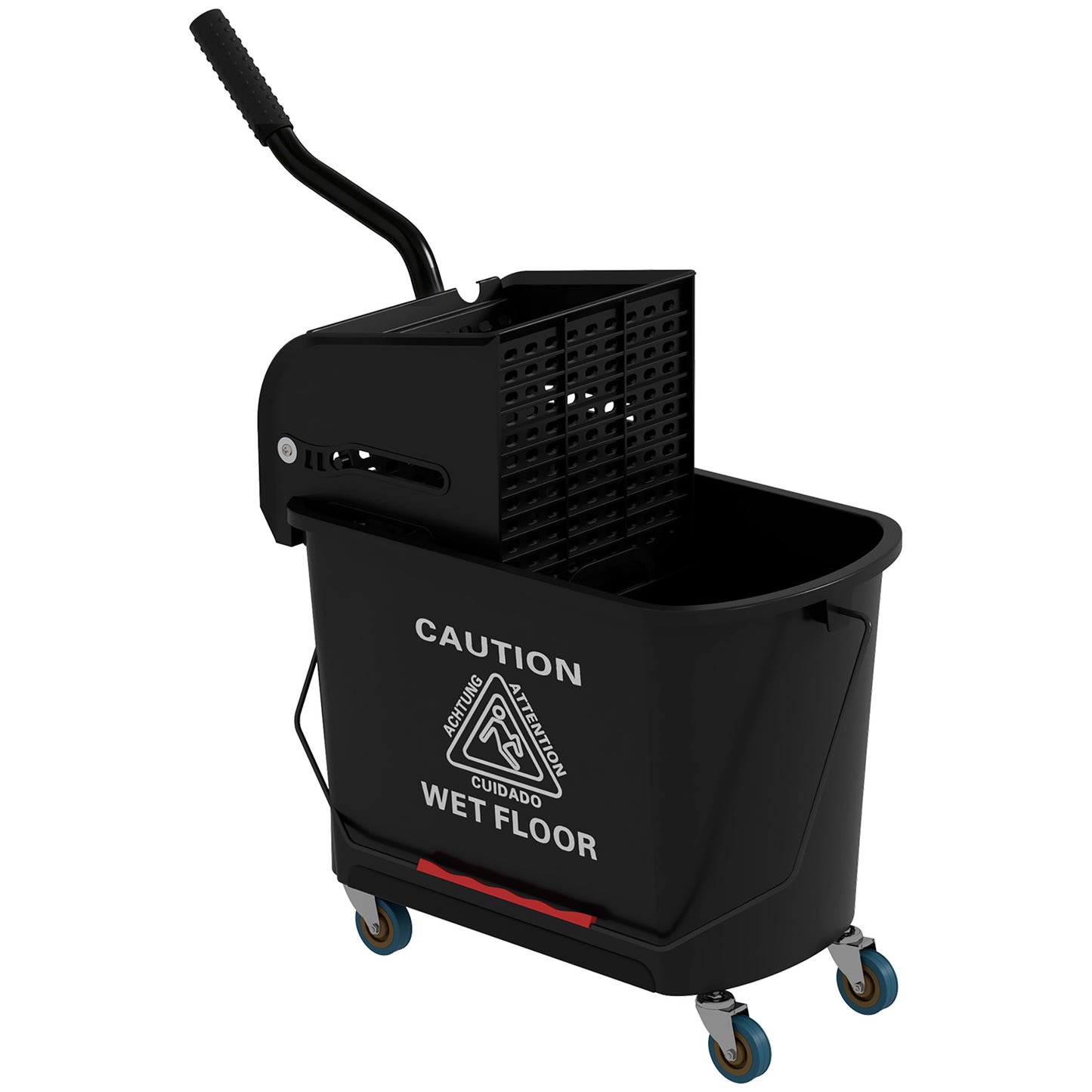 20L Compact Mop Bucket on Wheels, with Water Separation Panel - Black