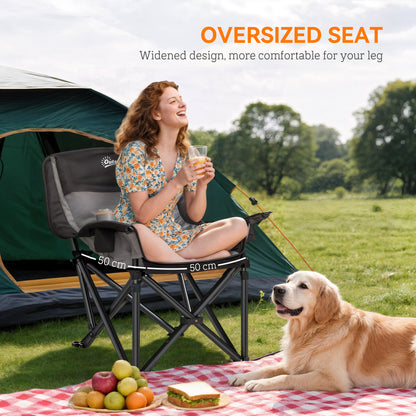 Portable Padded Camping Chair, with Bag - Black/Grey