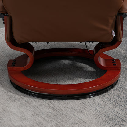 Faux Leather Armchair, with 145° Reclining Back and Footrest - Brown