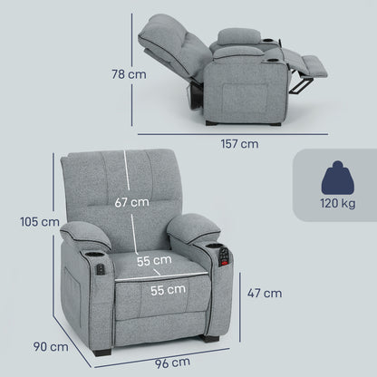 Electric Massage Recliner Armchair with Vibration, Heat, Whisper-Quiet Motor, Memory Function