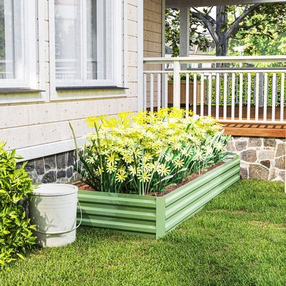 Metal Raised Garden Bed Planter Box Outdoor Planters for Growing Flowers, Herbs, Green, Light Green