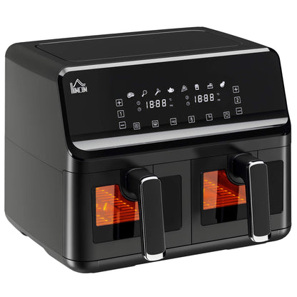 8L Dual Basket Air Fryer, 8-in-1 Air Fryer Oven with Digital Display, Visible, Timer, Preheat for Oil Free Low Fat Cooking