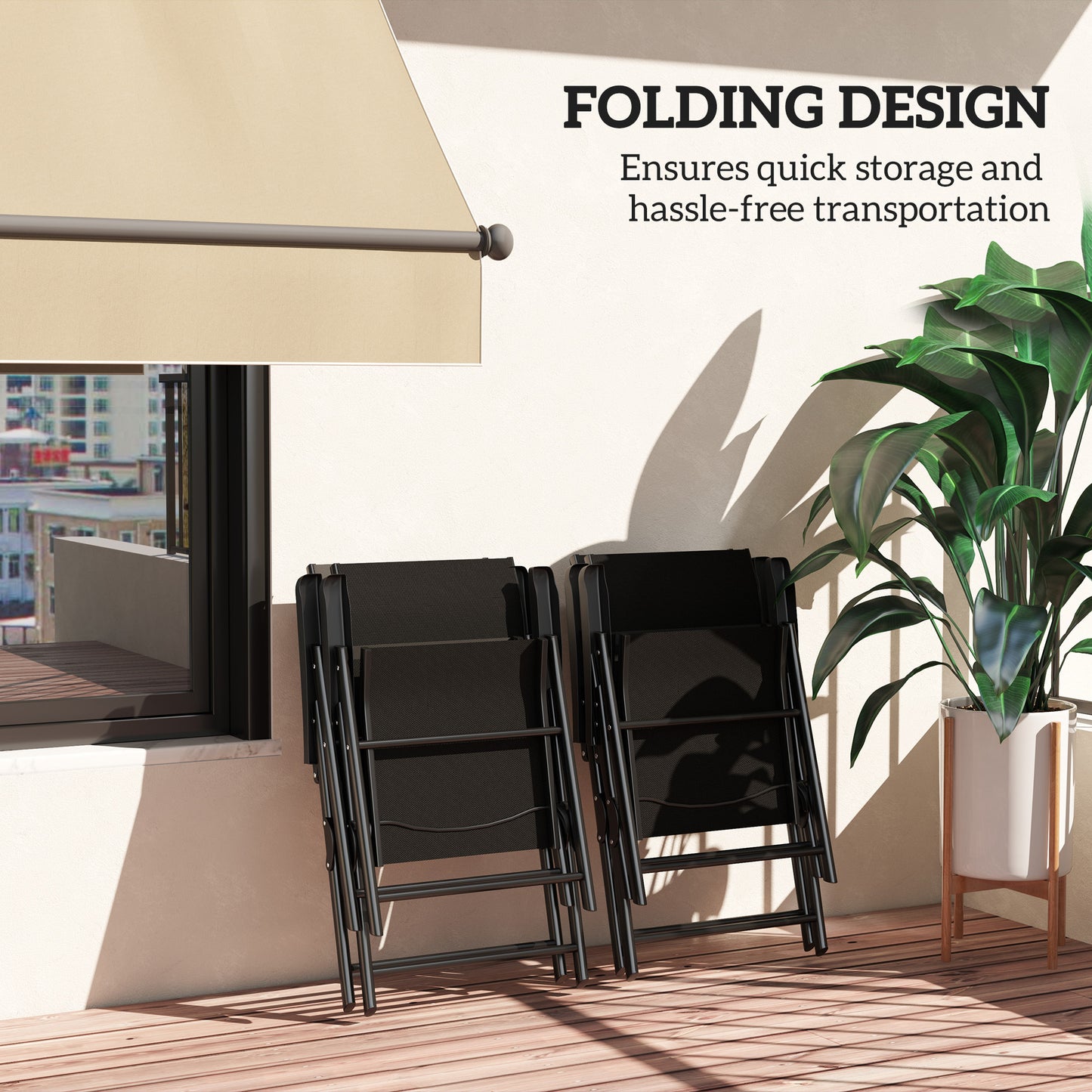 Set of Four Folding Outdoor Chairs - Black