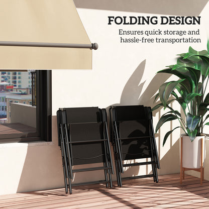 Set of Four Folding Outdoor Chairs - Black