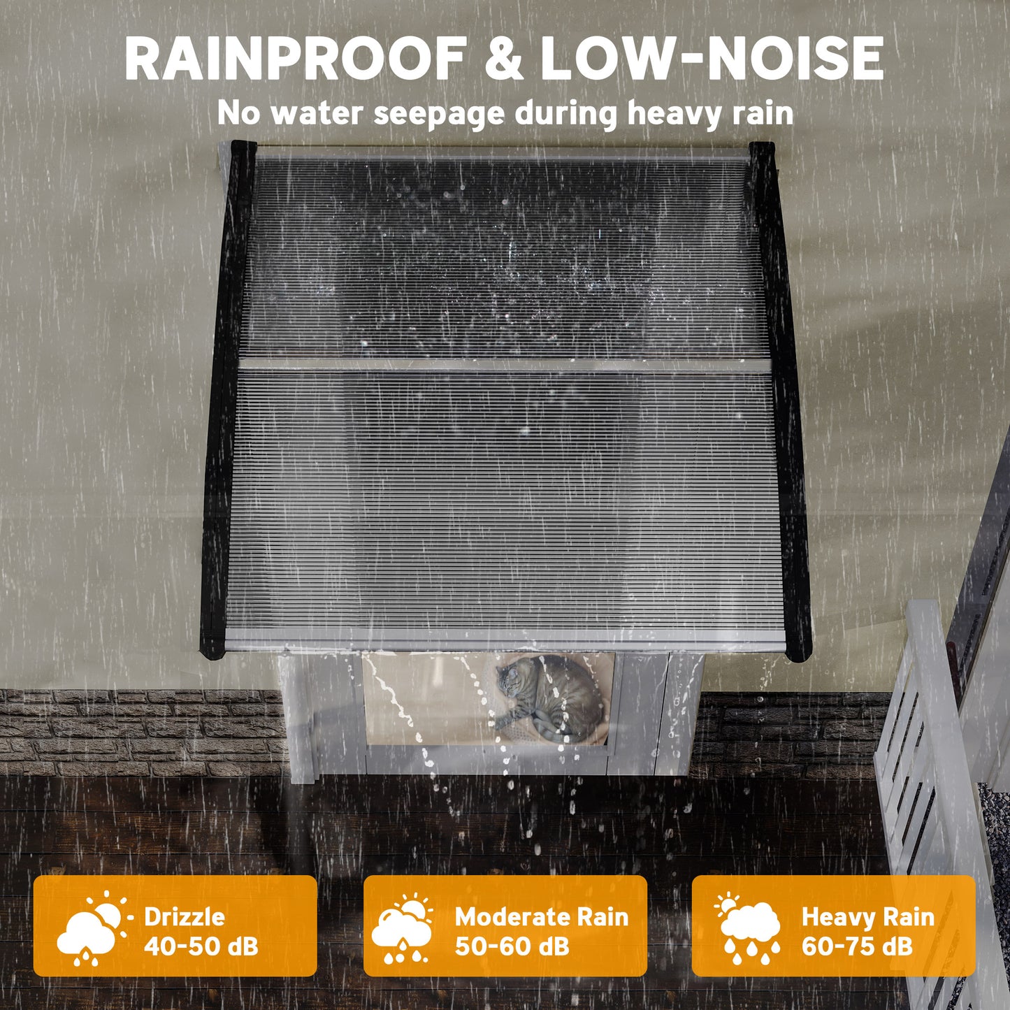 Front Door Canopy, Outdoor Awning, Rain Shelter for Window, Porch and Front/Back Door, 103 x 96.5 cm, Clear