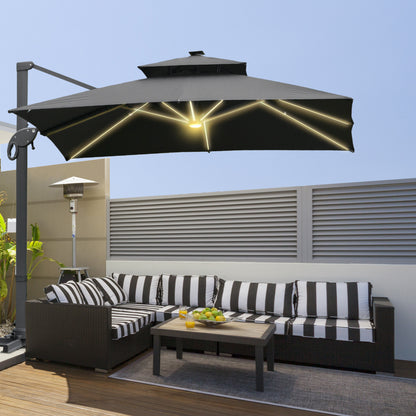 3 x 3(m) Aluminum Sun Square Canopy Top w/ Adjustable Pole Angle Dark Grey