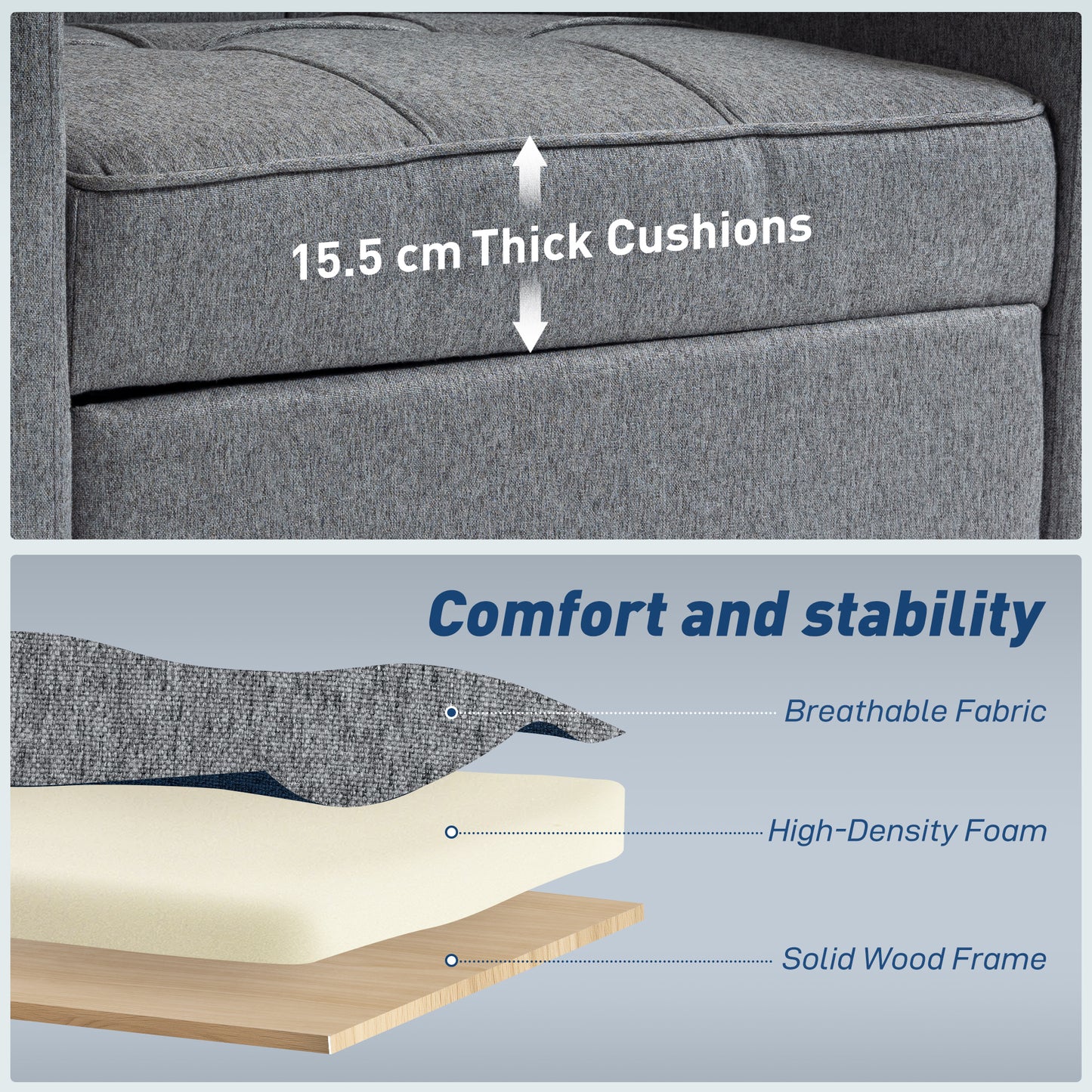 3-in-1 Single Sofa Bed, Convertible Sleeper Chair Bed - Dark Grey