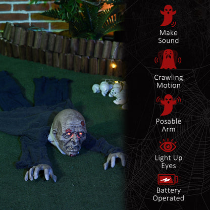 5.2ft Life Size Outdoor Halloween Decoration Crawling Zombie, Animated Prop Decor with Sound and Motion Activated