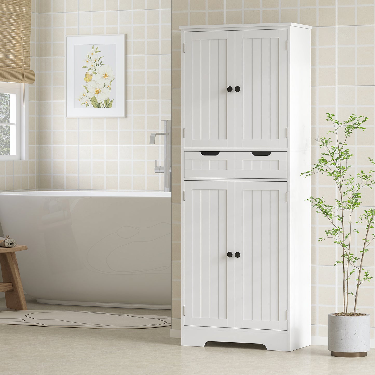 Tall Bathroom Storage Cabinet - White