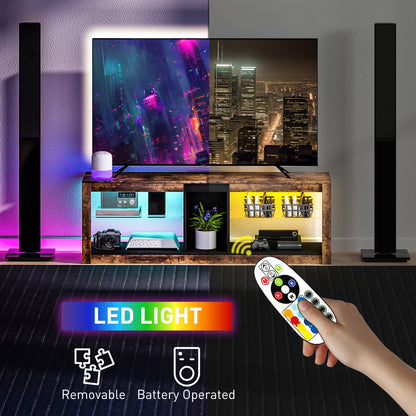 TV Stand Cabinet with LED Lights and Remote Control for TVs up to 65"