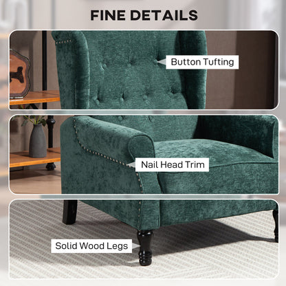 150° Reclining Vintage Armchair, with footrest - Dark Green
