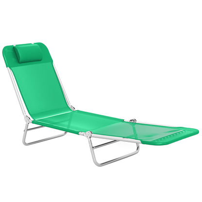 Steel Frame Sun Lounger, with Reclining Back - Dark Green