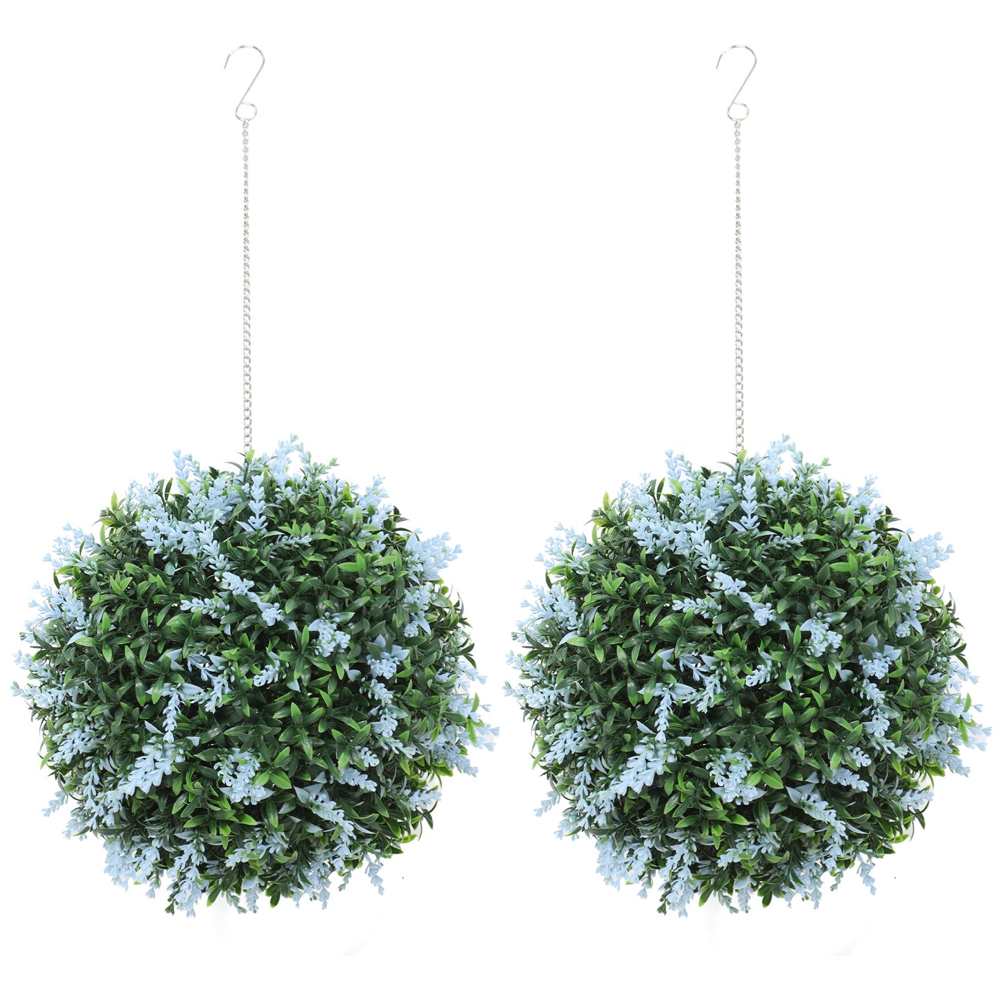 Set of 2 Artificial Plant Topiary Balls, UV-protected Fake Decorative Plants, Blue